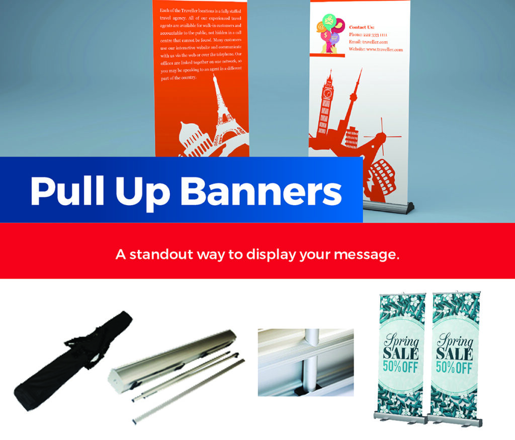 retractable banner, pull up banner, pullup banners, portable banners